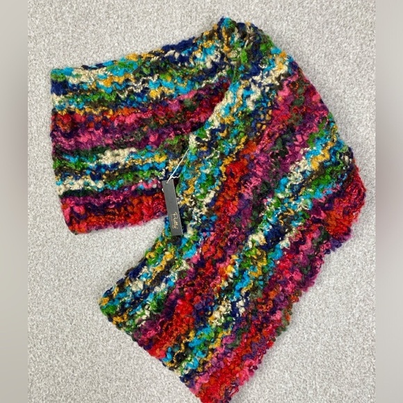 Pretty Persuasions infinity scarf multicolor boho artsy crochet lagenlook gift - Picture 2 of 8